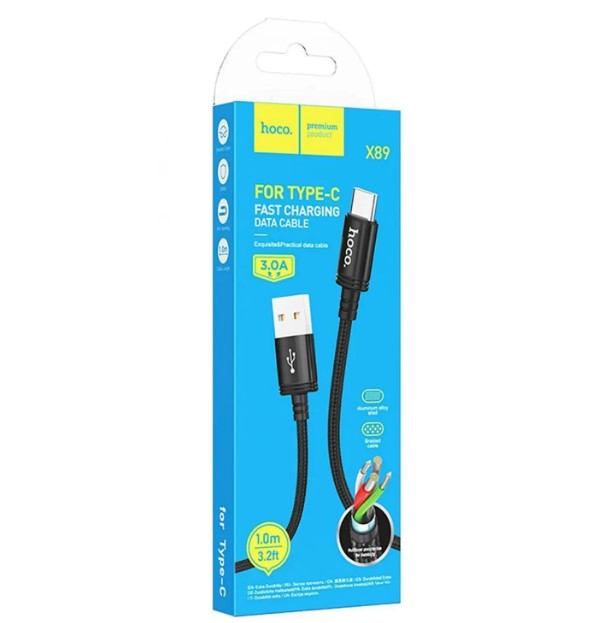 CABLE HOCO X89 USB A TIPO C 1 METRO NEGR